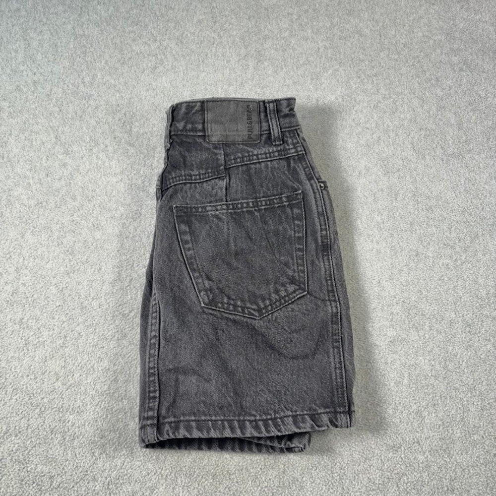 Pull&Bear Mini Skirt Womens 26 Gray Acid Wash Denim High Waisted 5-Pocket